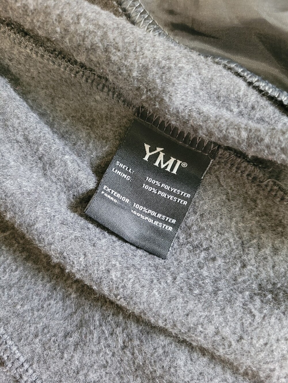 YMI Double-Breasted Jersey Knit Pea Coat, Hooded & Belted - Sz L, Gray, GUC - Picture 9 of 11
